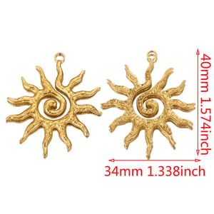 1 Piece Classic Retro Style Sun Shape Stainless Steel  Gold Color Women's Pendant h5 